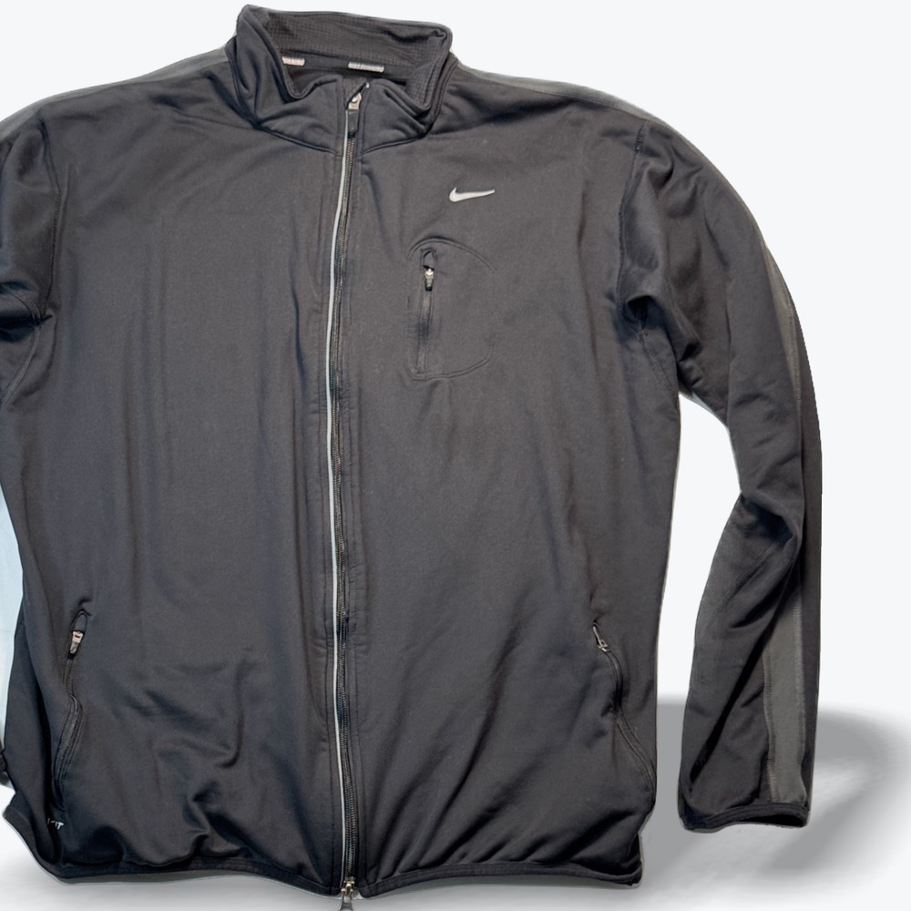 Nike Running Dri-FIT Jacket Mens XL Black Full Zip Reflective Athletic Track